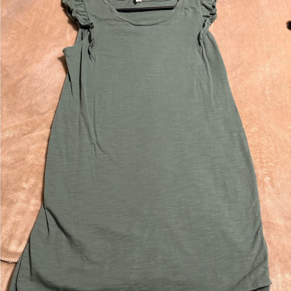 Olive Ruffle Sleeve Tunic